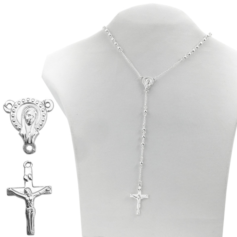 BLANCO 4MM ROSARIO C/ RECTA Y CRISTO (UNISEX)