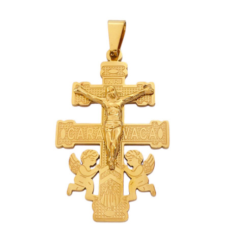DORADO 21*33MM CRUZ CARAVACA C/ CRISTO DIJE