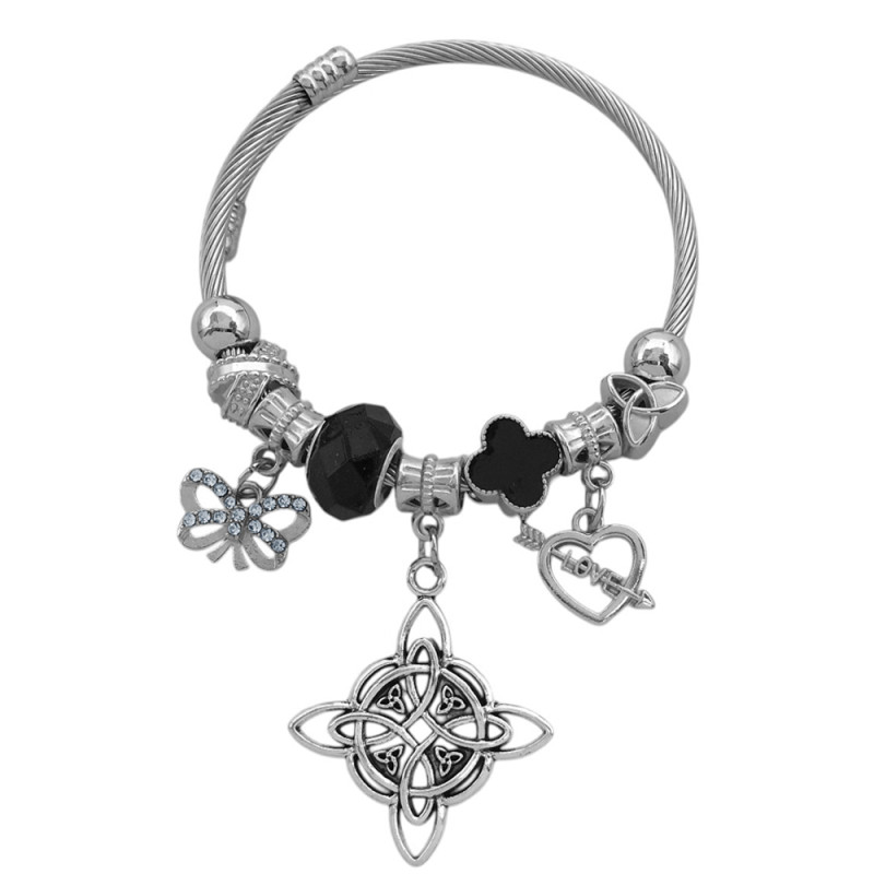 TIPO PANDORA NEGRO NUDO DE BRUJA LOVE TRIQUETA MARIPOSA ESCLAVA PULSERA