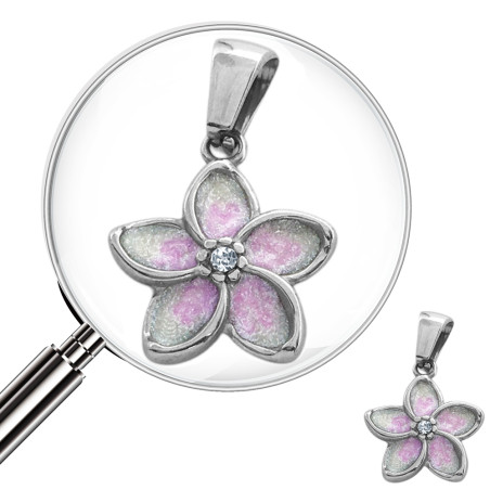 FLOR ROSA CENTRO DE STRASS C/ RELIEVE DIJE
