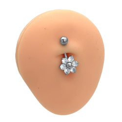 FLOR 6 PETALOS CUBIC OMBLIGO PIERCING