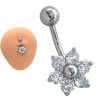 FLOR 6 PETALOS CUBIC OMBLIGO PIERCING