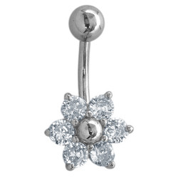 FLOR 6 PETALOS CUBIC OMBLIGO PIERCING