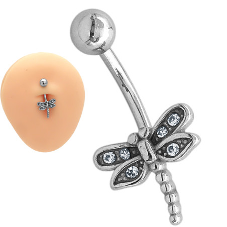 LIBELULA C/ 6 CUBIC OMBLIGO ACERO QUIRURGICO PIERCING