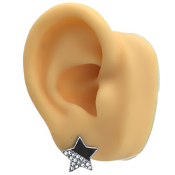 DOS (2) PARES ESTRELLAS MITAD STRASS Y MITAD NEGRA O TIPO NACAR ARO