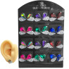 BLISTER X12 PARES CORAZON MITAD MUCHOS STRASS CRISTAL Y MITAD STRASS COLOR SURTIDO ARO