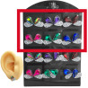 MEDIO BLISTER X6 PARES CORAZON MITAD MUCHOS STRASS CRISTAL Y MITAD STRASS COLOR SURTIDO ARO