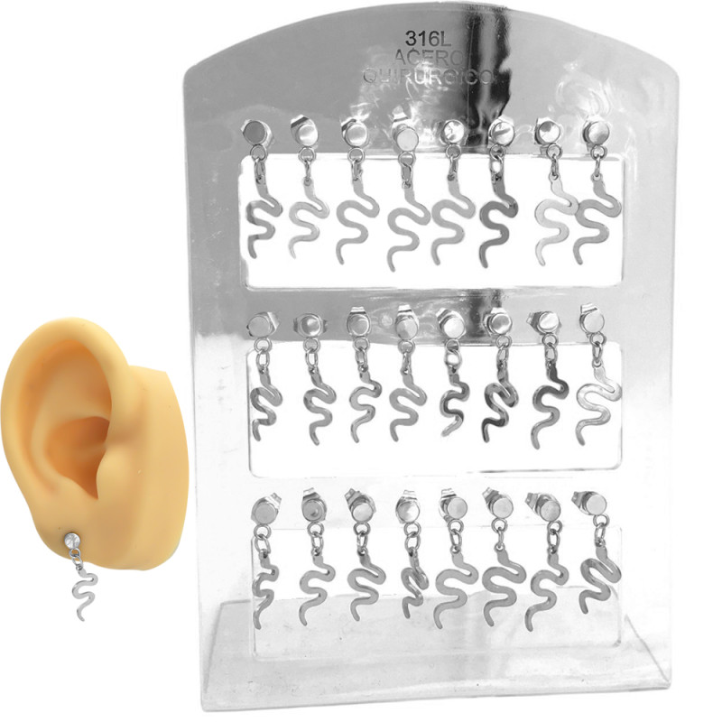 BLISTER X12 PARES SERPIENTE PLANA COLGANDO DE CILINDRO LISO ARO