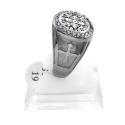 MACIZO SAN BENITO CIRCUNFERENCIA STRASS C/ DOBLE IMAGEN ANILLO