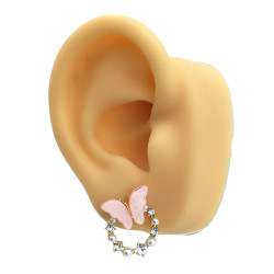 DORADO BLISTER x12 PARES MARIPOSAS C/ CIRCULO DE PERLAS Y STRASS ARO