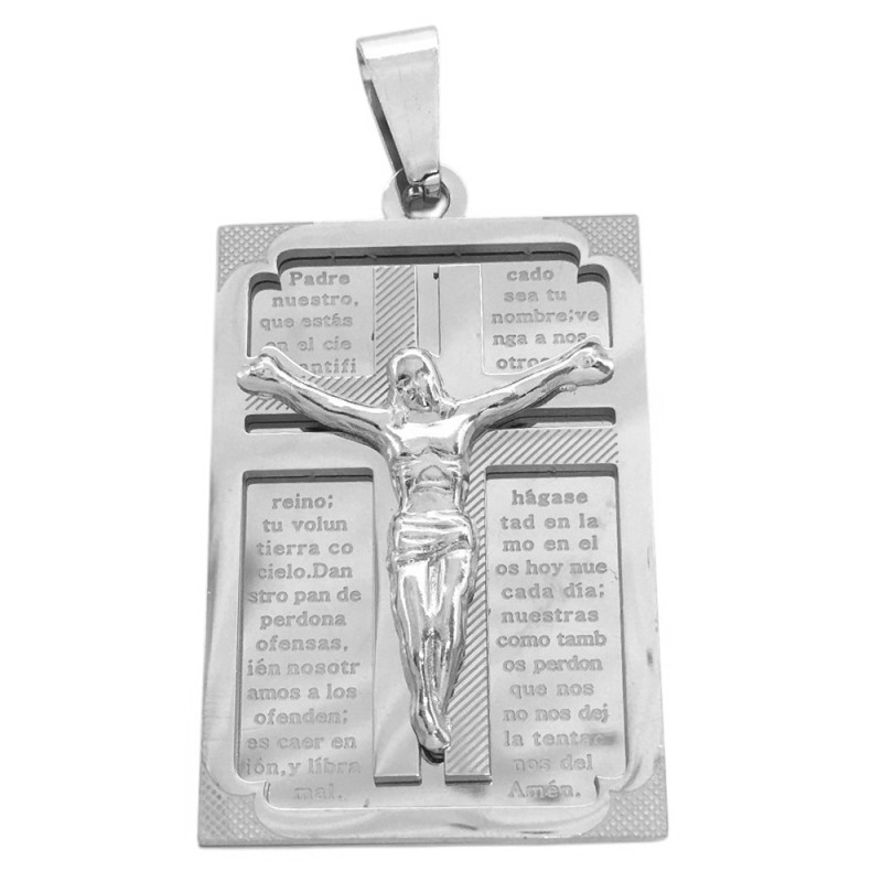 25*37MM PREMIUM RECTANGULO CRUZ C/ JESUS Y PADRE NUESTRO DIJE