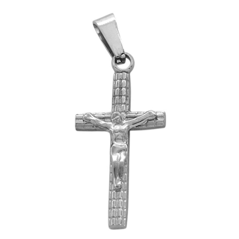 15*28MM CRUZ RECTA C/ JESUS Y TRAMADO C/ RELIEVE M:Q18 DIJE