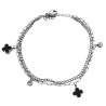 DOBLE CADENA 18+3CM TREBOLES NEGROS Y CILINDROS C/ STRASS PULSERA