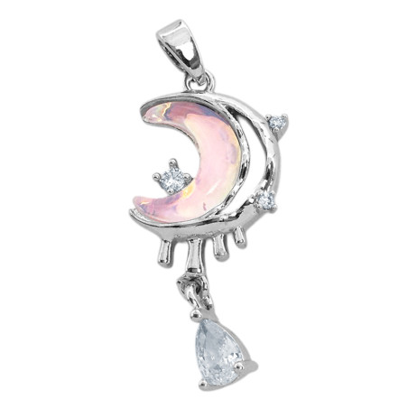 LUNA C/ TORNASOL Y DIJE COLGANTE DE CUBIC BRONCE BAÑADO DIJE