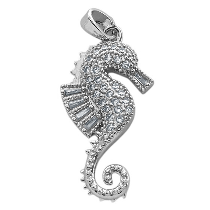 HIPOCAMPO CABALLITO DE MAR CUBIC CRISTALES BRONCE BAÑADO DIJE