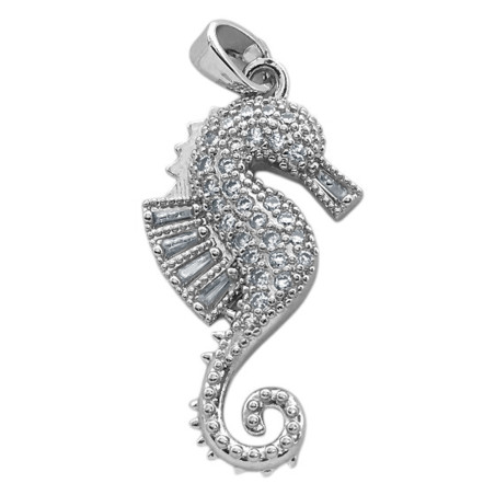 HIPOCAMPO CABALLITO DE MAR CUBIC CRISTALES BRONCE BAÑADO DIJE