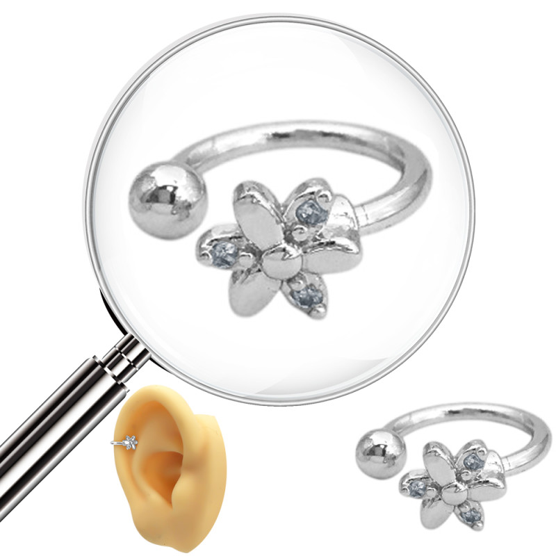 FLOR C/ CUBIC UNIDAD SOLITARIO CUFF BIDU ARO