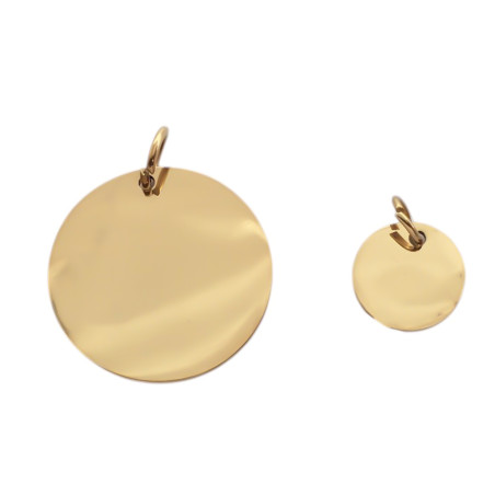 DORADO DOS CIRCULOS 10 Y 20MM C/ ARGOLLITA PARA GRABAR Y COMPARTIR DIJE