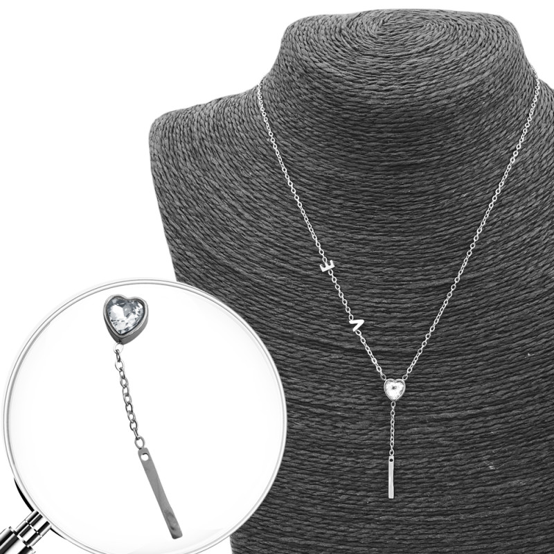 LOVE CORAZON CUBIC Y BARRITA 43+5CM REGULABLE COLLAR