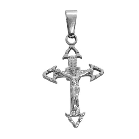 20*28MM CRUZ C/ JESUS PUNTAS TRIANGULARES CALADAS M:Q25 BRONCE BAÑADO DIJE