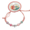 ROSA SUAVE INFANTIL C/ BOLITAS DE COLORES Y PASADOR PARA COLOCAR DIJE REGULABLE PULSERA / TOBILLERA