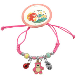 ROSA FUERTE INFANTIL C/ CUENTAS - BOLAS - CASCABEL - DIJE REGULABLE PULSERA / TOBILLERA