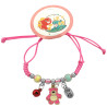 ROSA FUERTE INFANTIL C/ CUENTAS - BOLAS - CASCABEL - DIJE REGULABLE PULSERA / TOBILLERA