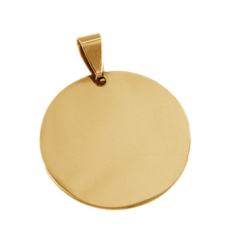 DORADO 25MM CIRCULO MEDALLA CHAPA IDENTIFICACION GRABAR DIJE
