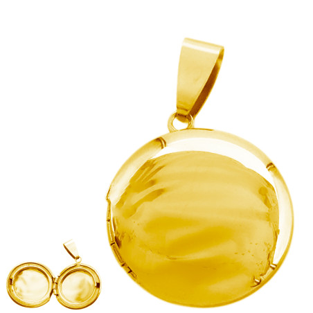 DORADO RELICARIO 20MM REDONDO LISO SE PUEDE GRABAR DIJE