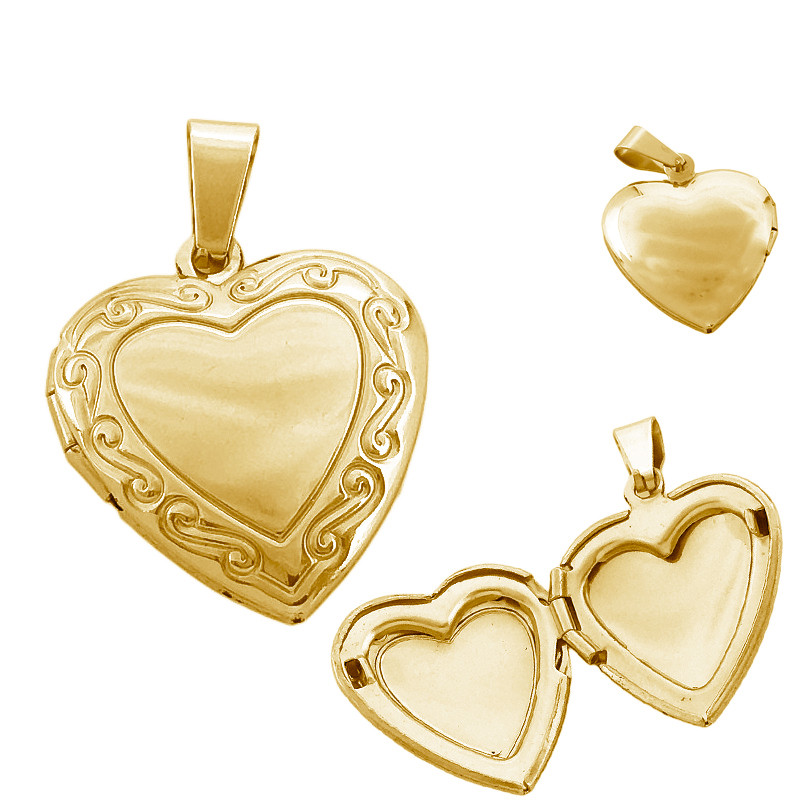 DORADO EXTRA MINI RELICARIO 13.5MM CORAZON C/ GUARDA DE CONTORNO DIJE