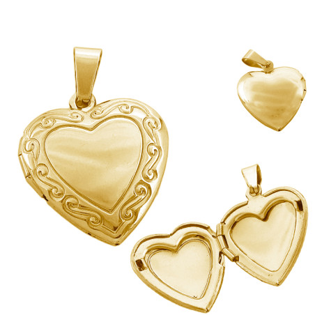 DORADO EXTRA MINI RELICARIO 13.5MM CORAZON C/ GUARDA DE CONTORNO DIJE