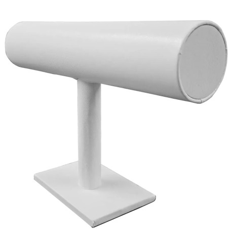 SIMIL CUERO BLANCO EXHIBIDOR PULSERAS CILINDRICO