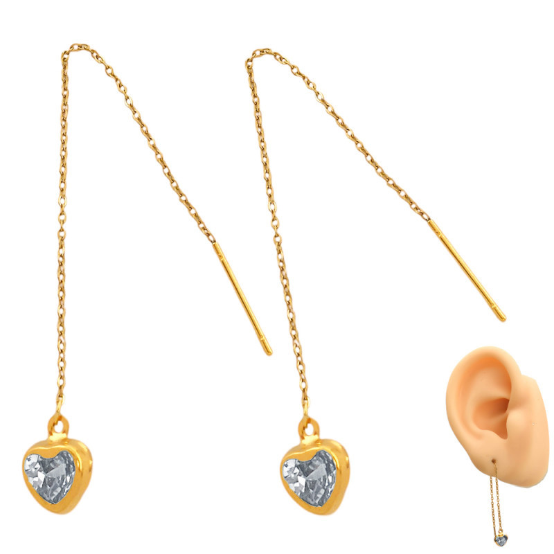 DORADOCORAZON CRISTAL PAR ARO AGUJA ARO