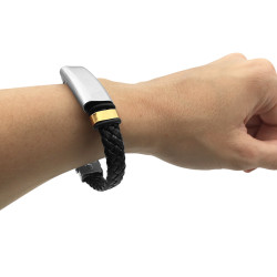 CUERO 1 MODULO LARGO Y DOS CORTOS DORADOS REGULABLE SE PUEDE GRABAR PULSERA