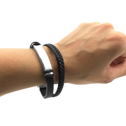 CUERO 1 MODULO LARGO Y DOS CORTOS REGULABLE SE PUEDE GRABAR PULSERA