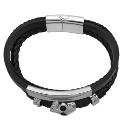 CUERO TRIPLE 1 SOLO 1 C/ CHAPA 1 C/ CALABERA CIERRE IMANTADO C/ TRABA SE PUEDE GRABAR PULSERA