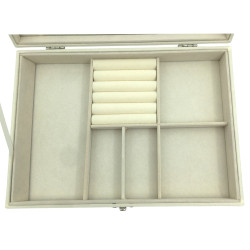 PANA CREMA EXHIBIDOR BIJOUTERIE TAPA TRANSPARENTE C/ DIVICIONES DIJES