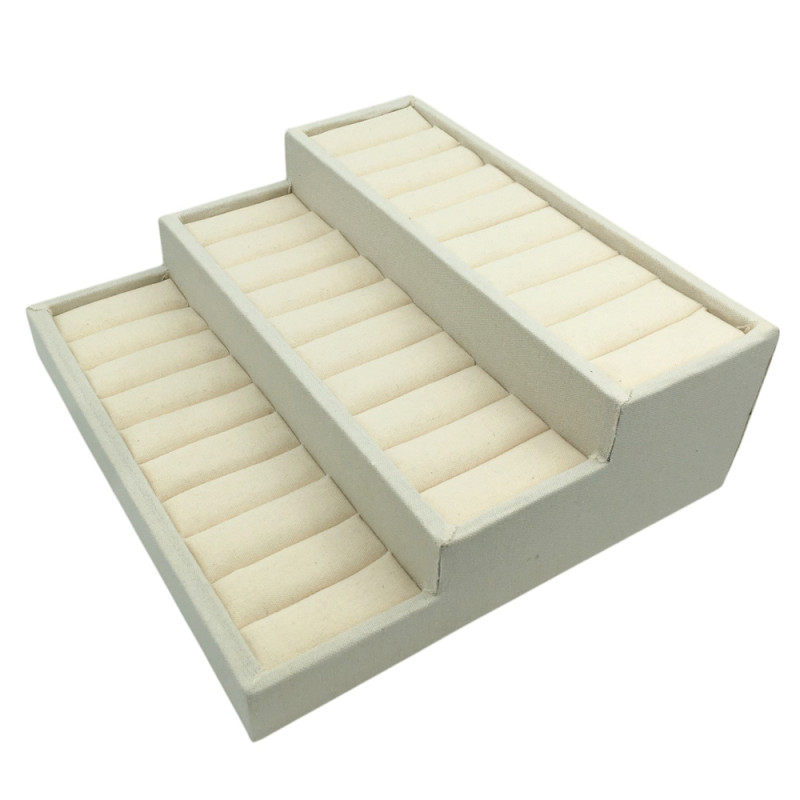 TELA NATURAL TRES PISOS ORGANIZADOR DE PULSERAS EXHIBIDOR