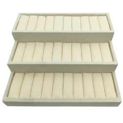 TELA NATURAL TRES PISOS ORGANIZADOR DE PULSERAS EXHIBIDOR