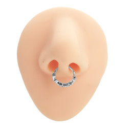 BLANCO SEPTUM 12MM ARGOLLITA 5 ROMBOS CUBIC DE NARIZ U OREJA BRONCE BAÑADO PIERCING