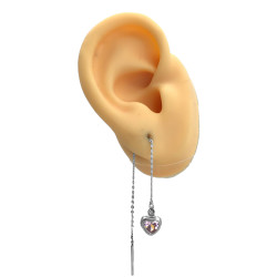 CORAZON ROSA PAR ARO AGUJA ARO