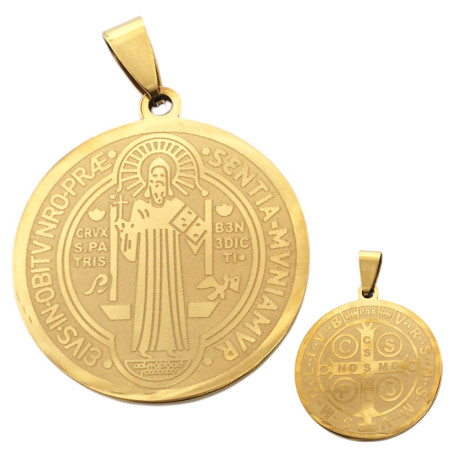 DORADO 30MM SAN BENITO MEDALLA LASER LISA C/ ESPESOS DIJE