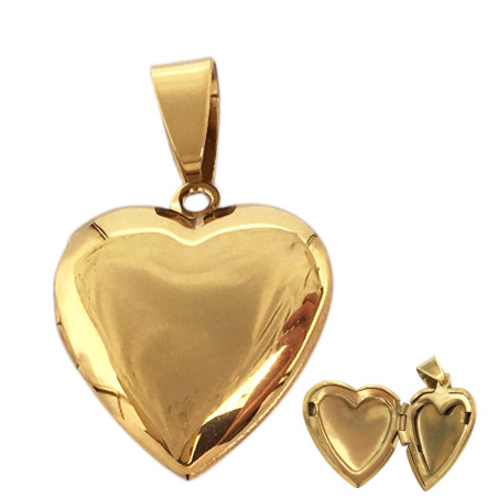 DORADO RELICARIO 19.5MM CORAZON LISO DIJE