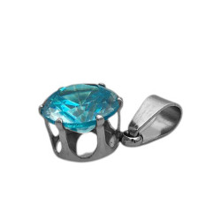 CELESTE AGUAMARINA MINI REDONDO CUBIC FACETADO EN BASE DIJE