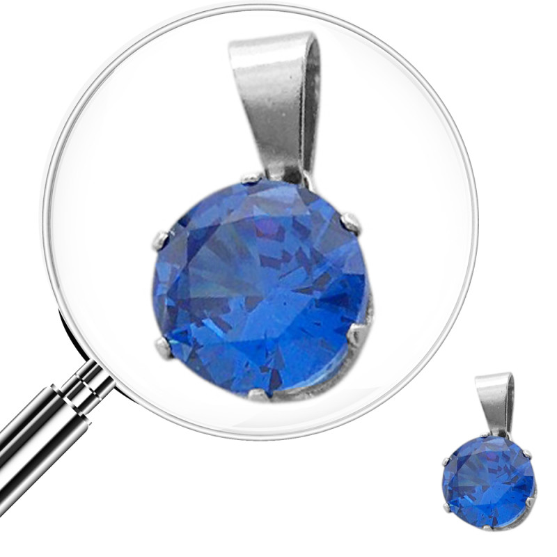 AZUL MINI REDONDO CUBIC FACETADO EN BASE DIJE