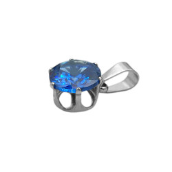 AZUL MINI REDONDO CUBIC FACETADO EN BASE DIJE