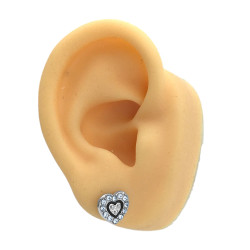 BLISTER X12 PARES CORAZON DENTRO DE CORAZON C/ MUCHOS STRASS CRISTAL AROS