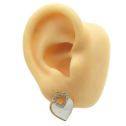 DORADO DOS (2) PARES PARES CORAZON C/ STRASS INVERTIDOS NEGRO Y TIPO NACAR ARO