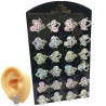 BLISTER x12 PARES MARIPOSAS CALADAS C/ BORDE STRASS Y FONDO COLOR SURTIDO ARO