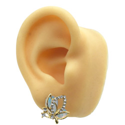 DORADO X6 PARES MARIPOSAS CALADAS C/ BORDE STRASS Y FONDO COLOR SURTIDO ARO